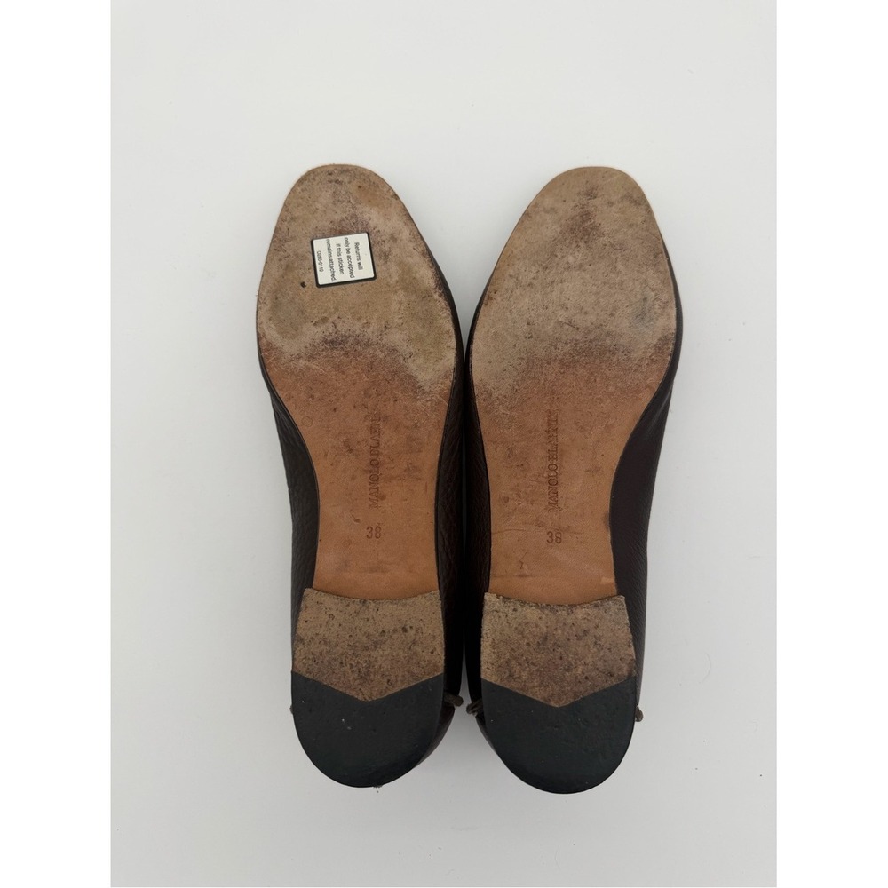 Manolo Blahnik Dark Brown Leather Slip-On Loafers size 38 size 8 - Picture 7 of 8